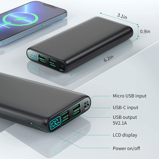 Redpepper Power Bank 38800mAh Display LCD 4 USB Nero