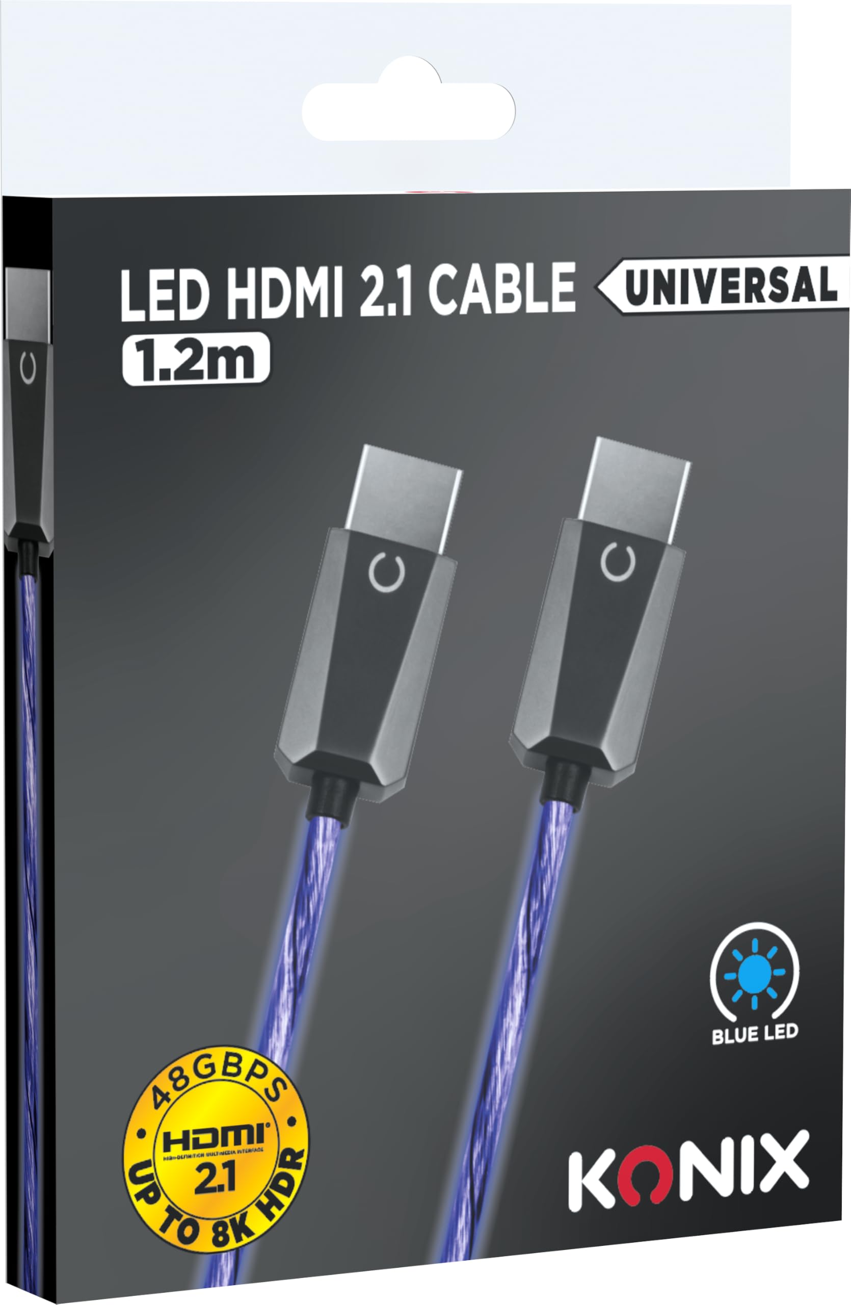 Konix Cables Cavo HDMI 2.1 8K 48Gbps 1,2 m blu LED gaming