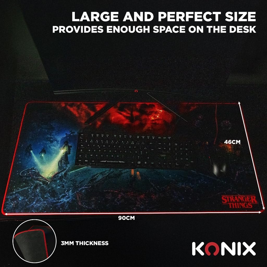 Konix Stranger Things Tappetino Mouse XXL 90x46 Microfibra