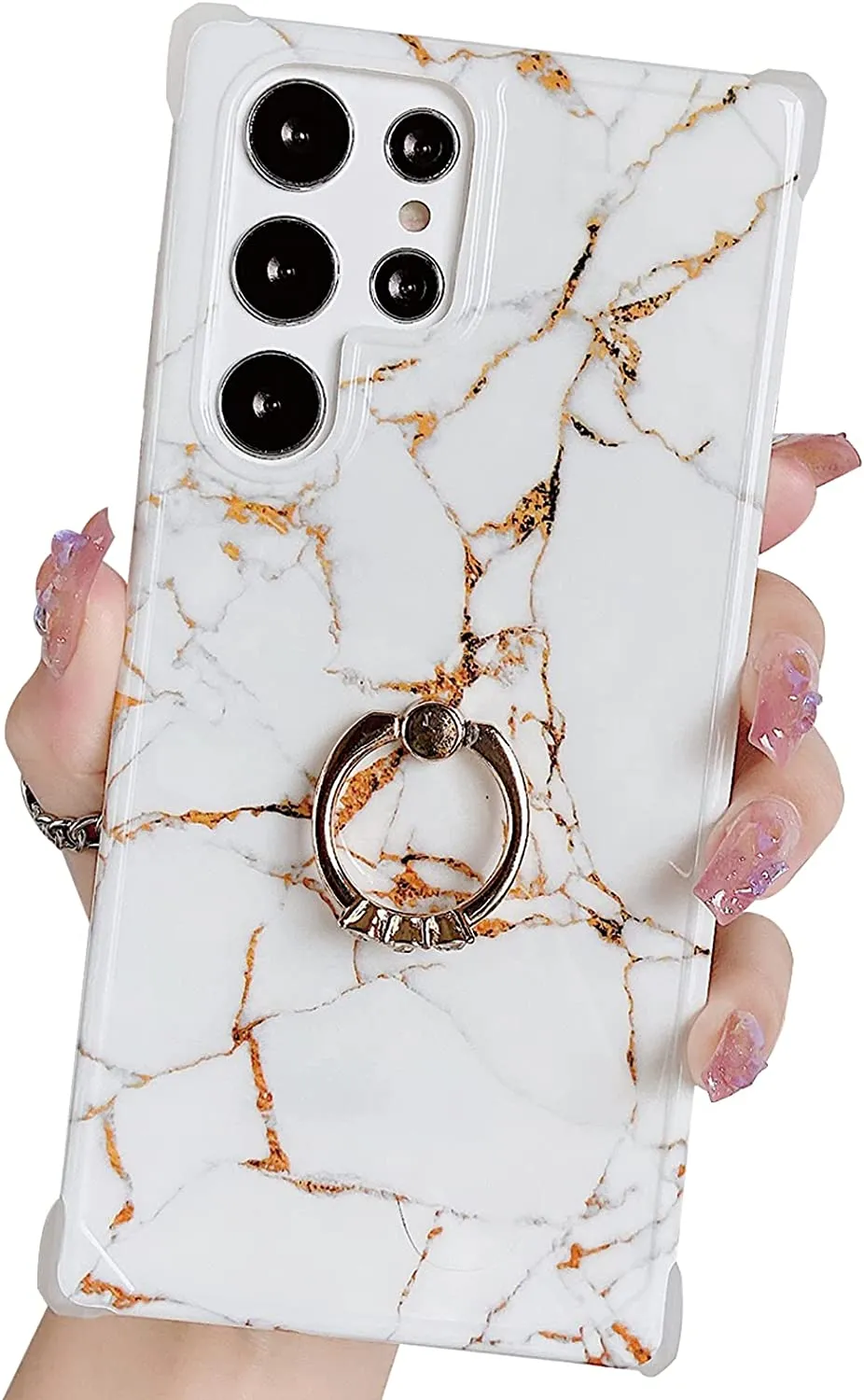 Redpepper Galaxy Cases S22 Ultra cover marmo strass con anello