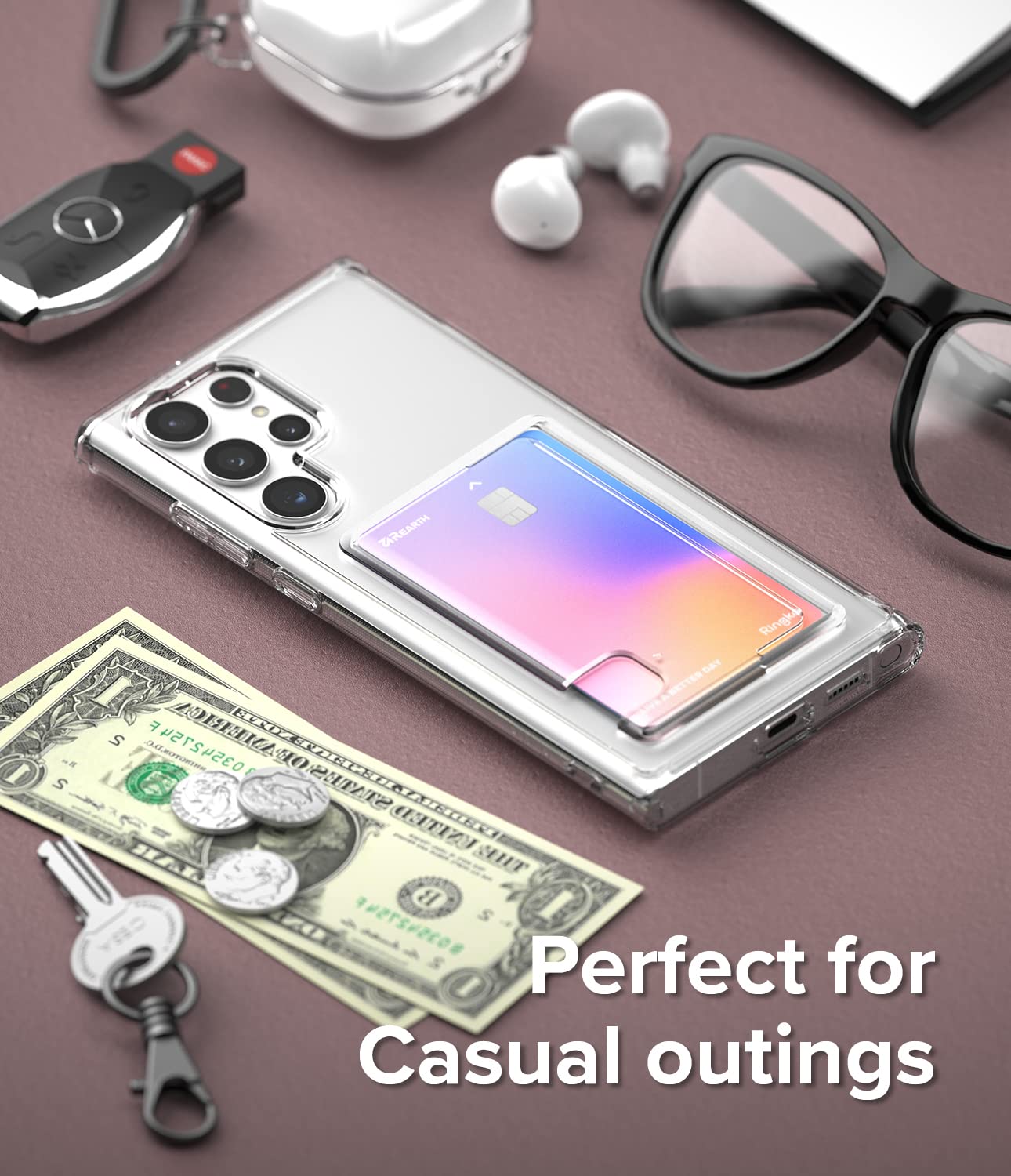 Ringke Fusion Card Galaxy S22 Ultra cover portacarte clear