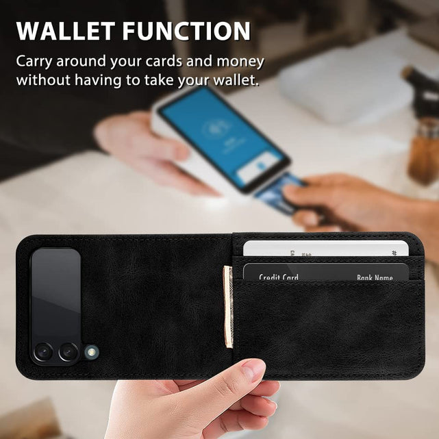 Redpepper Galaxy Z Flip 4 Custodia Portafoglio Pelle Nera 3 Carte
