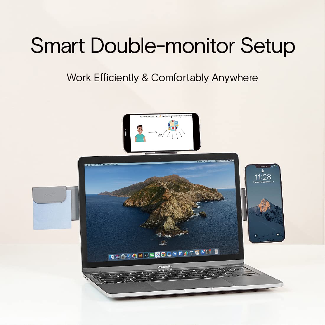 MOFT Snap Supporto Telefono e Laptop Pieghevole Doppio Schermo