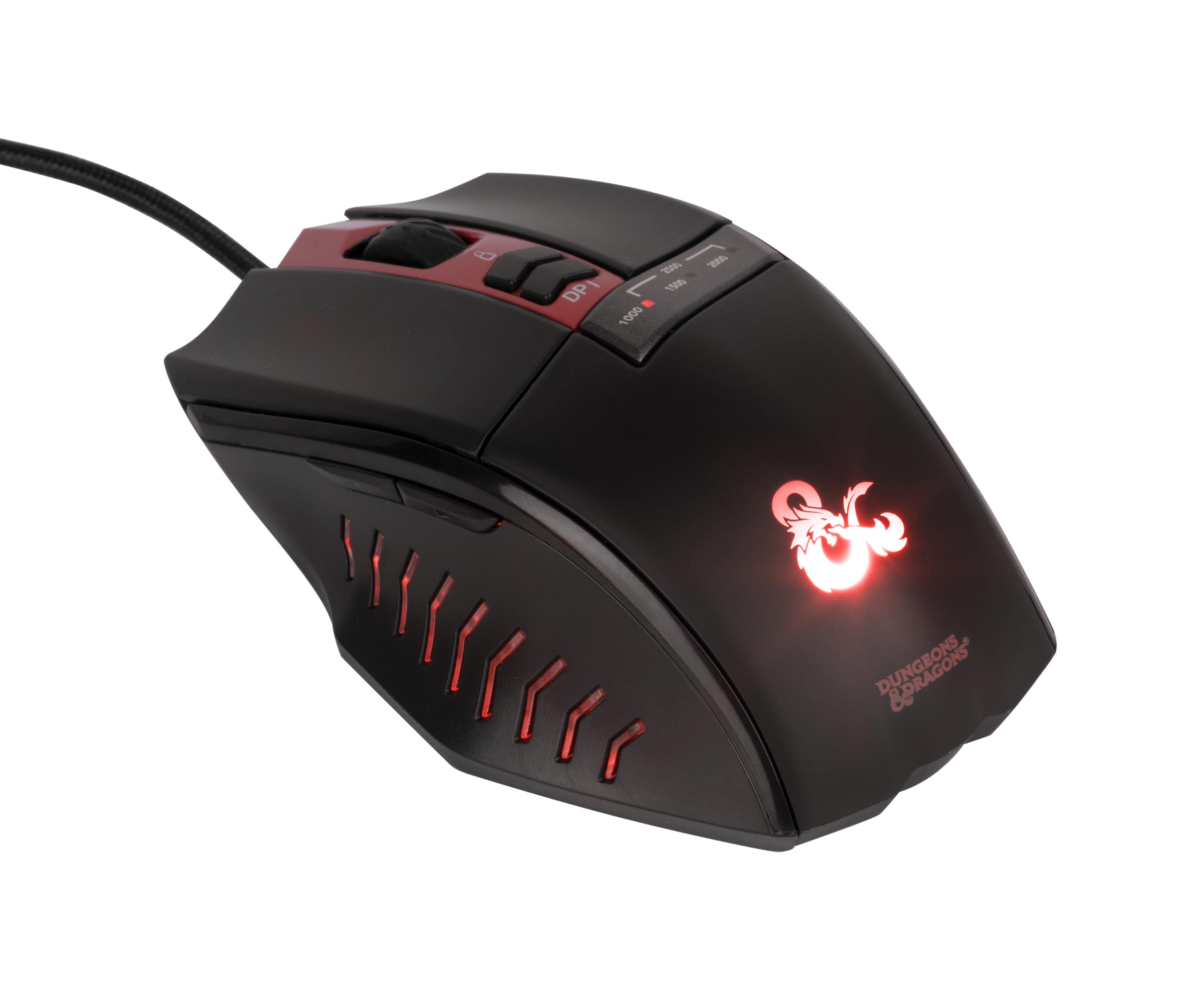Konix Dungeons & Dragons Mouse Gaming USB Nero Rosso Cavo 1,8m