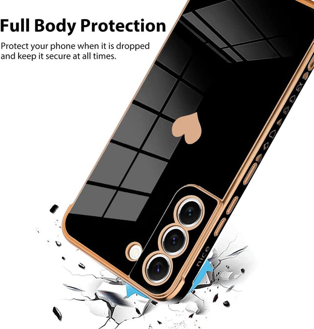 Redpepper Galaxy S21 Cover Nera Cuore Placcata Elegante