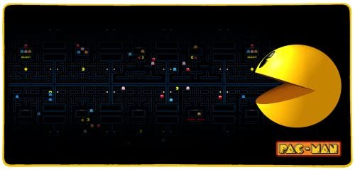 Konix Pac-Man Tappetino Mouse Gaming XXL 90x46 Nero Giallo