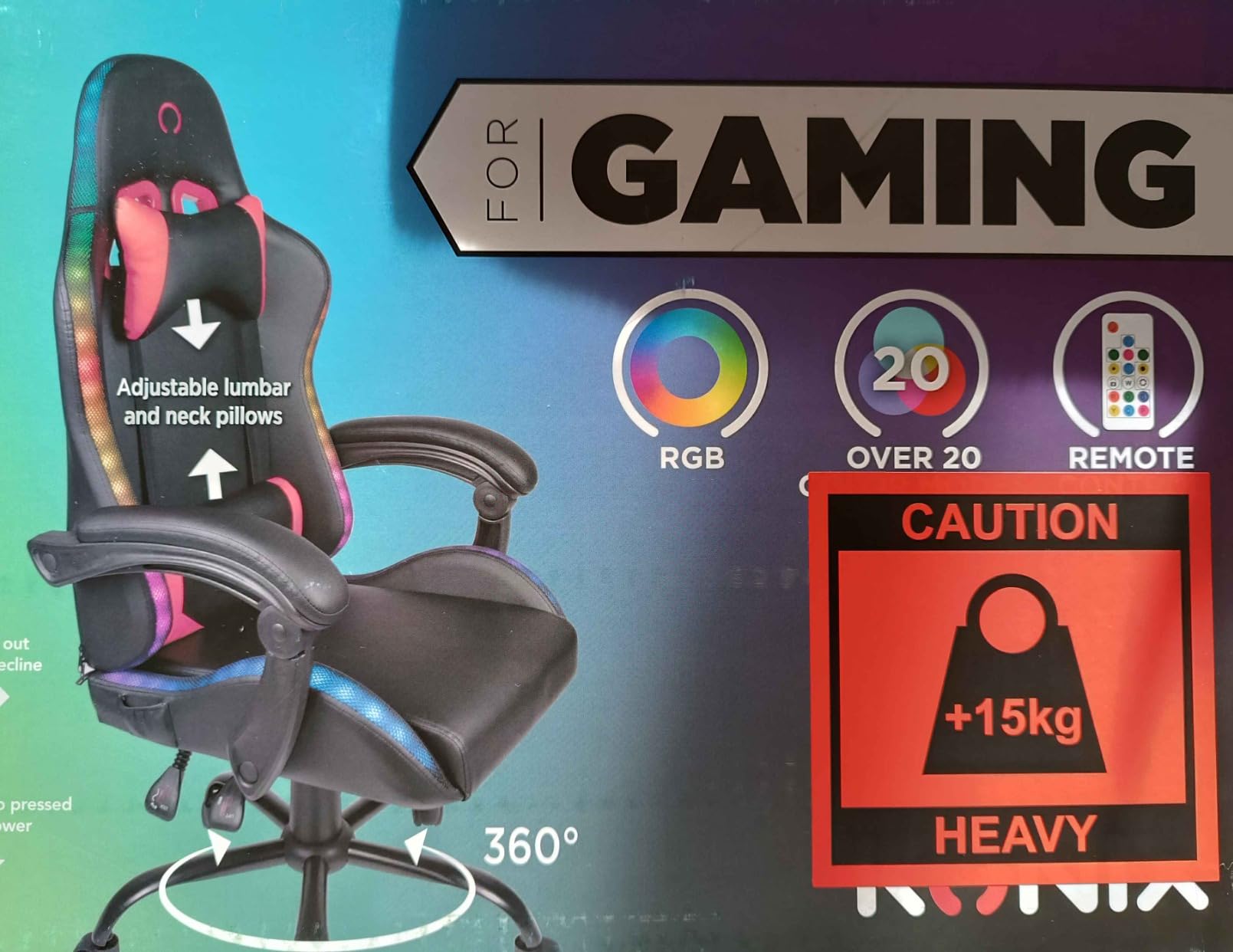 Konix Phantom sedia gaming ufficio nera RGB 135°