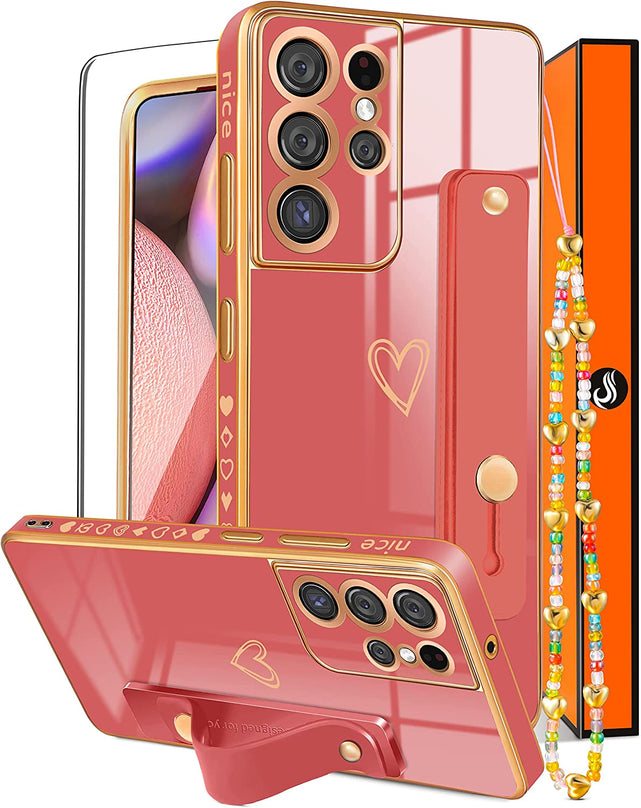 Redpepper Galaxy S21 Ultra cover cuore nera con laccio