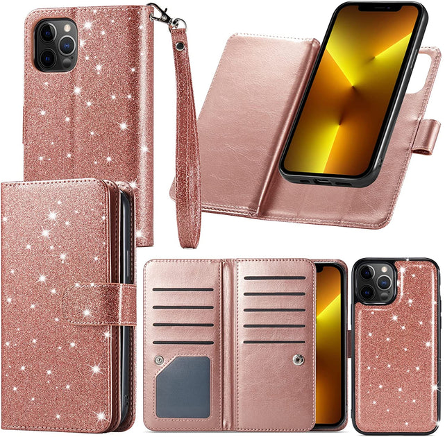 Redpepper iPhone 13 Pro Max cover portafoglio glitter