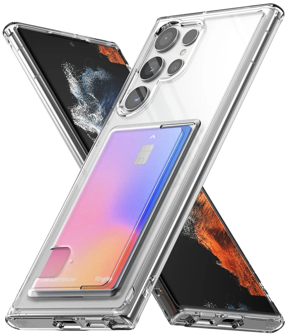 Ringke Fusion Card Galaxy S22 Ultra cover portacarte clear