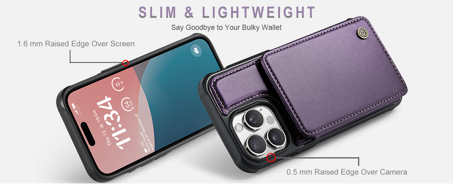 Redpepper iPhone 16 Pro Max Cover Portafoglio Viola Carte RFID