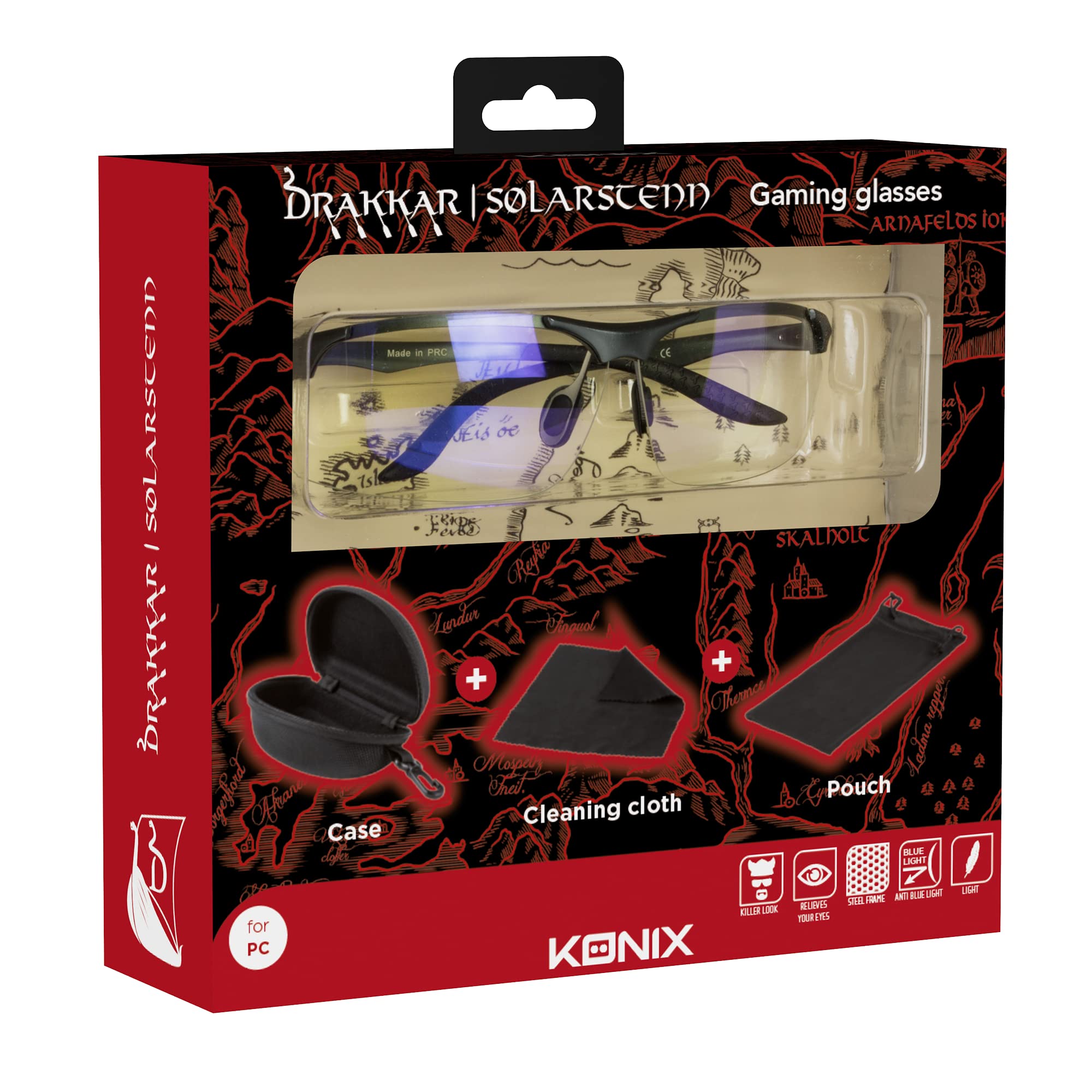 Konix Drakkar Solarstenn occhiali gaming luce blu neri