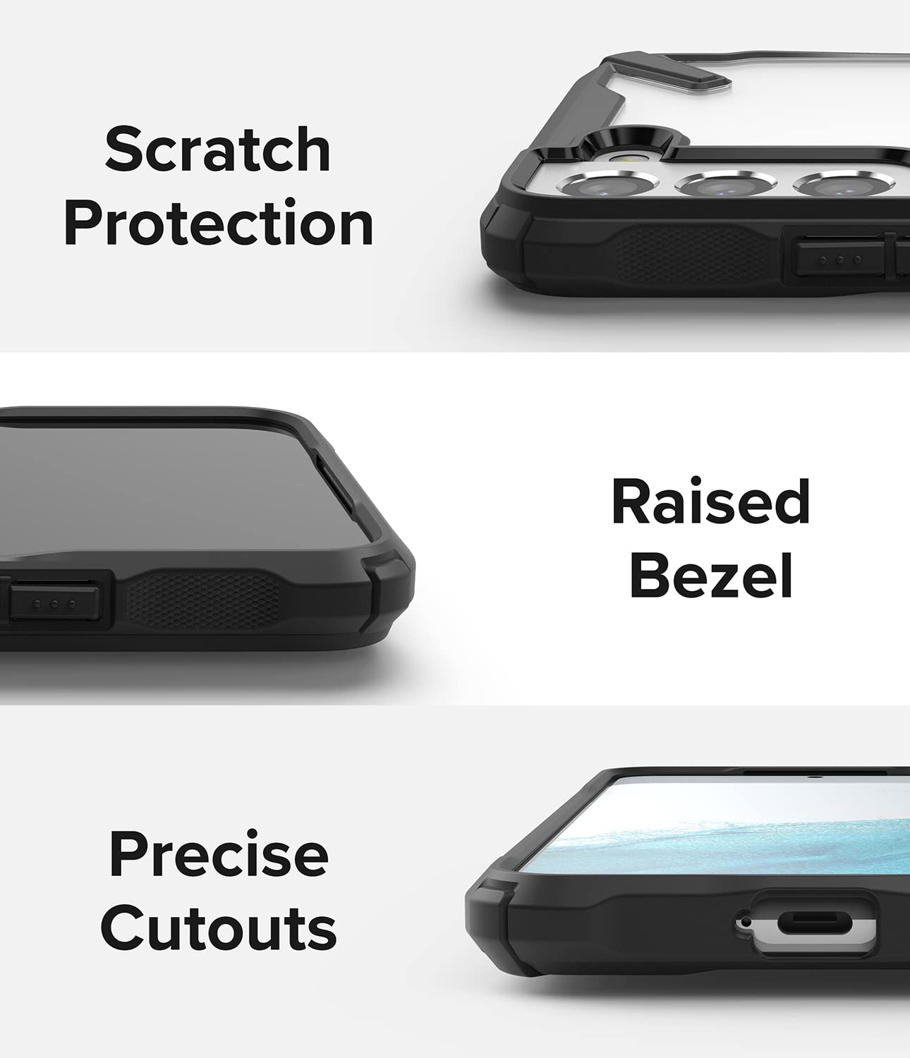 Ringke Fusion-X Cover Galaxy S22 5G con Stand Nera