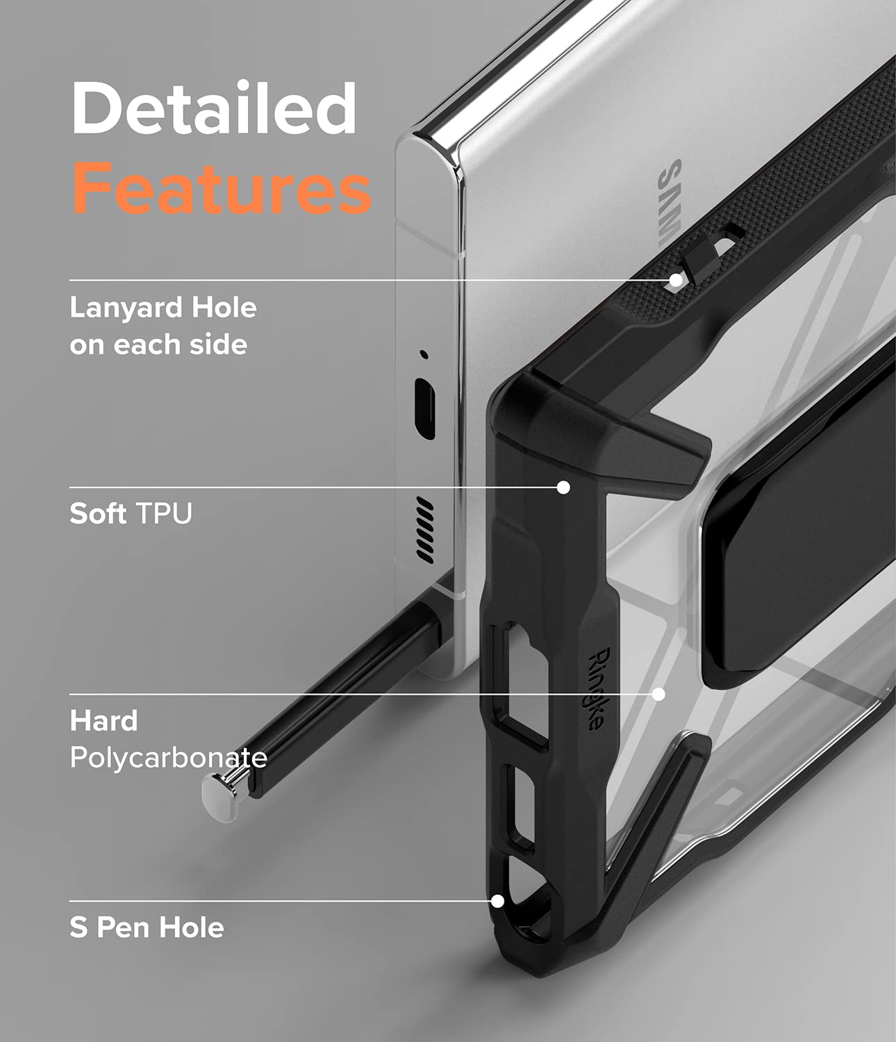 Ringke Fusion X cover Samsung Galaxy S22 Ultra 5G nera cavalletto