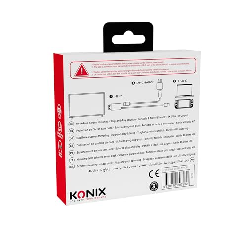 Konix Cavo USB-C HDMI Switch 2 4K Nero Dock-Free TV
