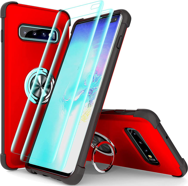 Redpepper Galaxy S10 Plus Cover Rugged Nera Stand + Pellicola