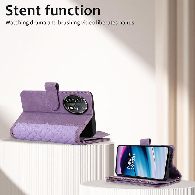 Redpepper OnePlus 11 5G custodia portafoglio viola floreale + vetro