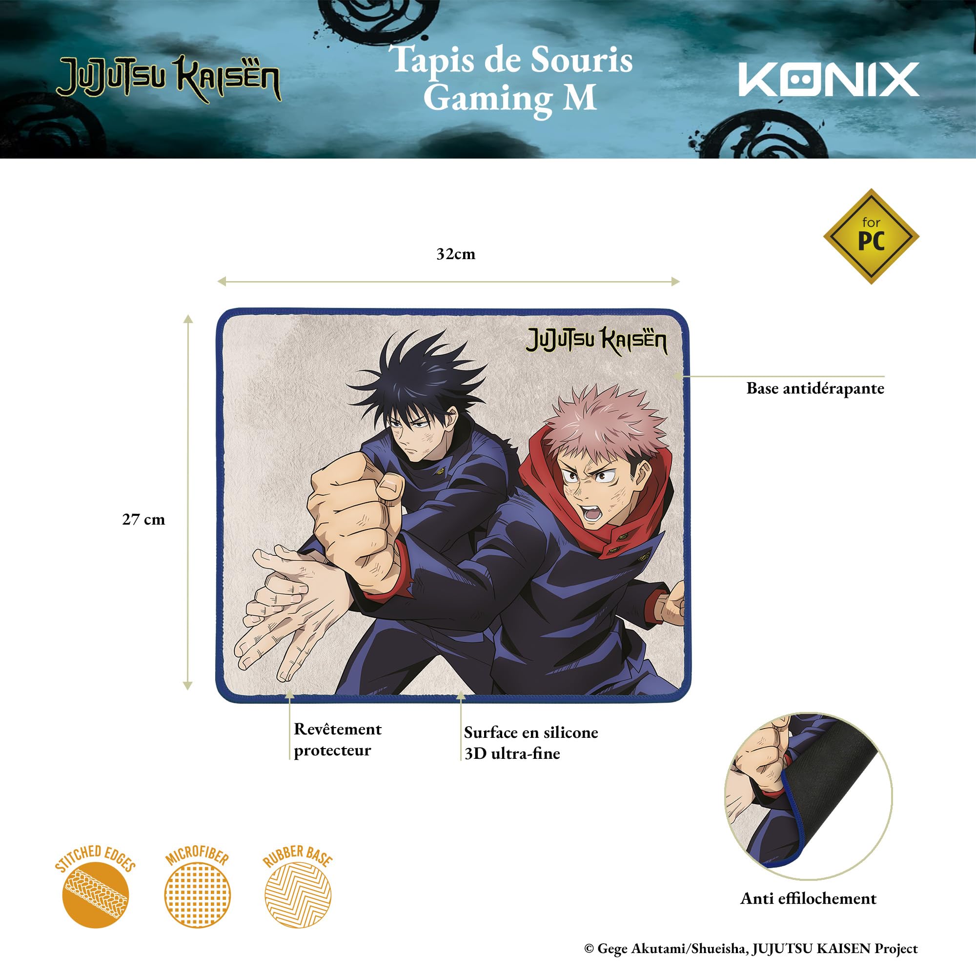 Konix Jujutsu Kaisen Tappetino Mouse Gaming 32x27 Beige Megumi Yuji