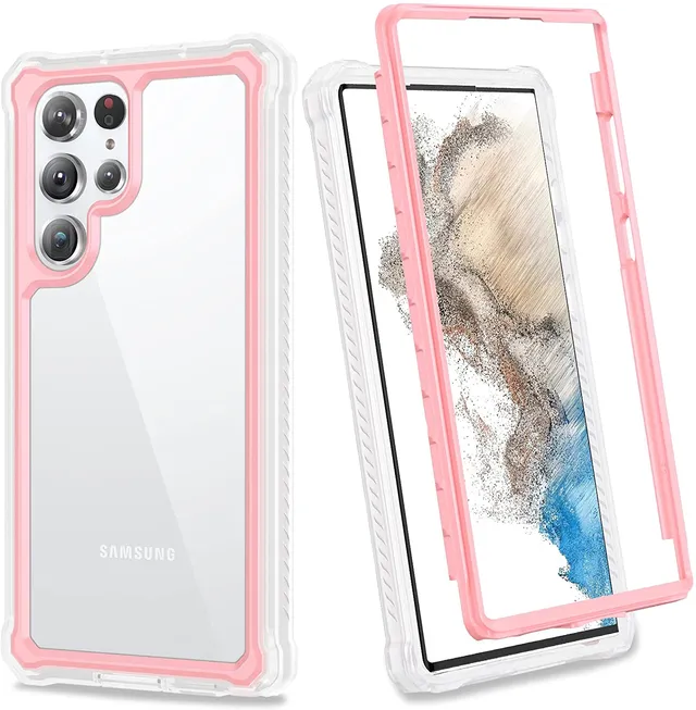 Redpepper Galaxy Cases S22 Ultra cover rosa trasparente full body