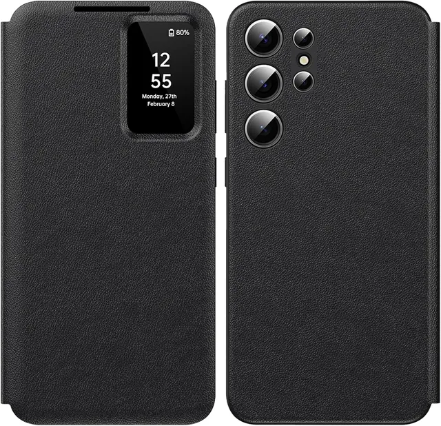 Redpepper Galaxy S26 Ultra cover flip S-View nera pelle