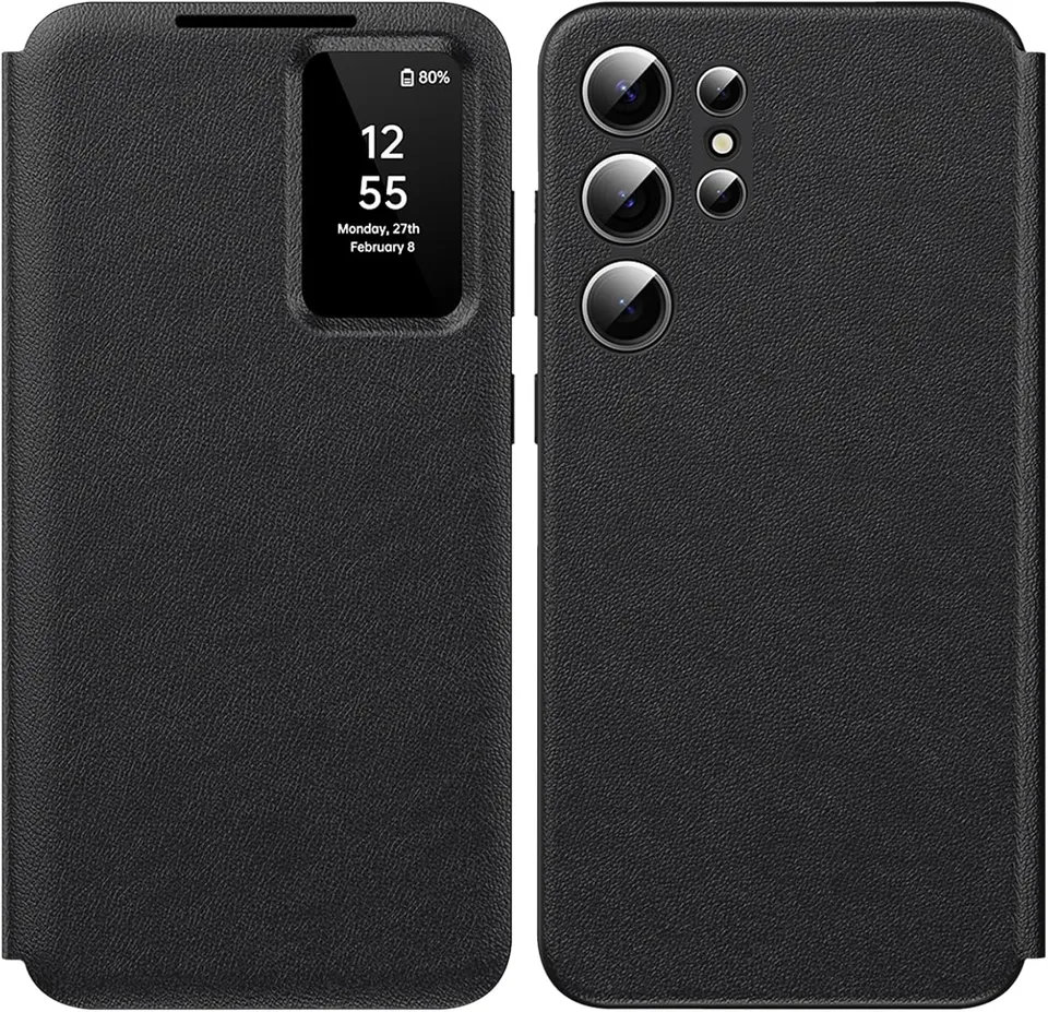 Redpepper Galaxy S26 Ultra cover flip S-View nera pelle
