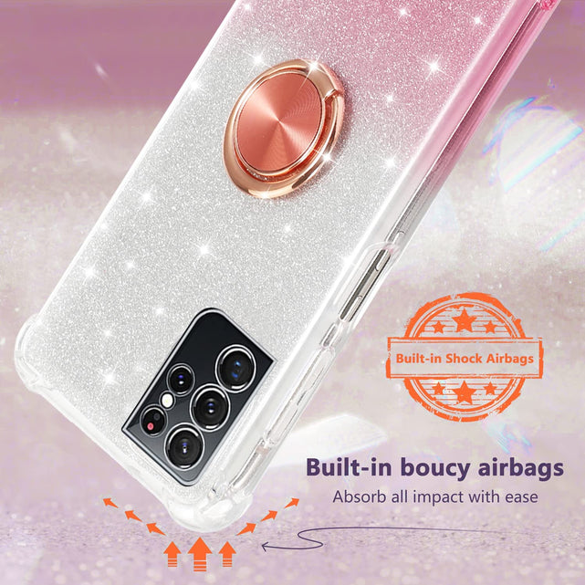 Redpepper Galaxy S21 Ultra cover glitter argento nero