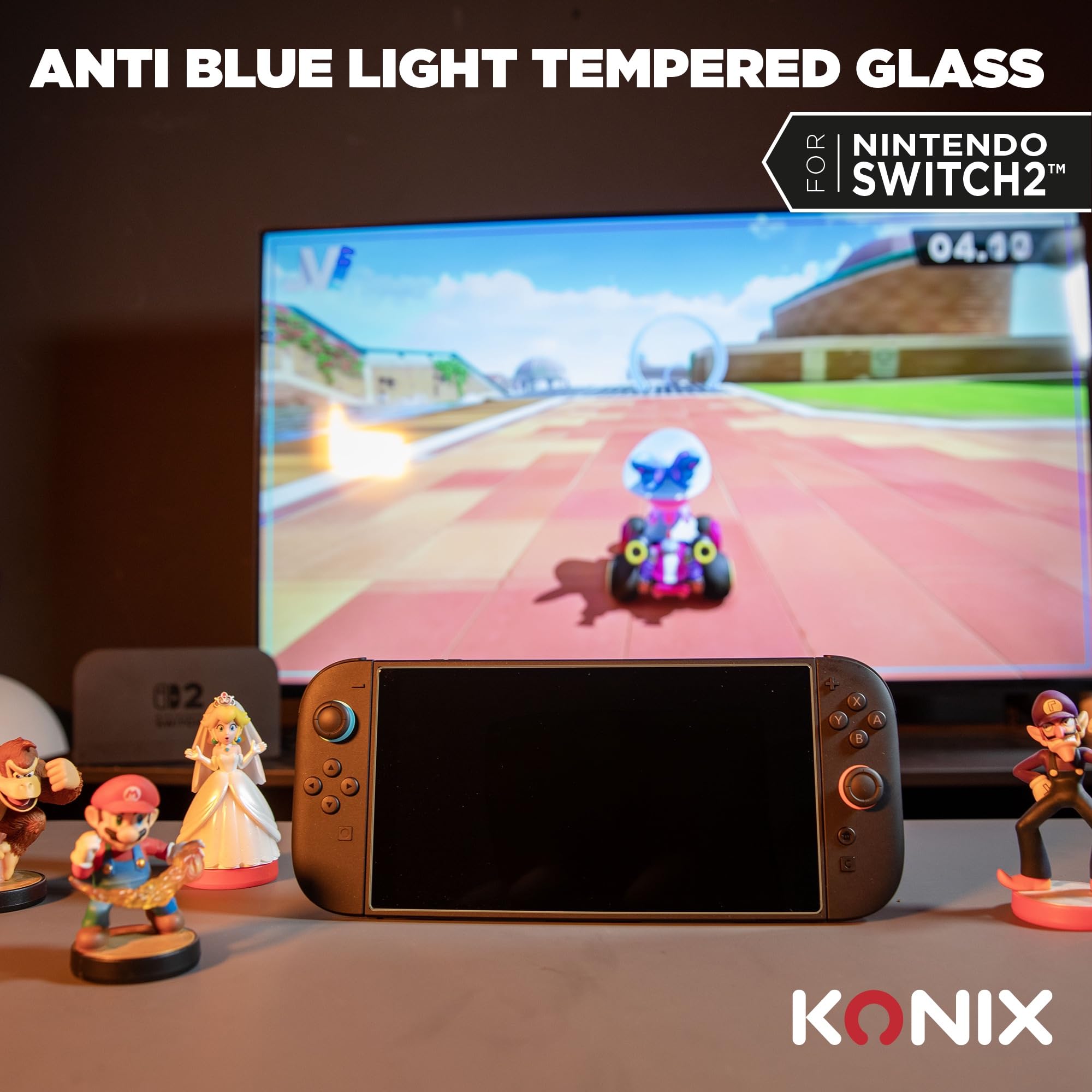 Konix Screen vetro temperato Switch 2 anti-luce blu 9H