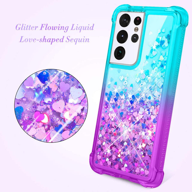 Redpepper Galaxy S21 Ultra Cover Glitter Liquida Antiurto