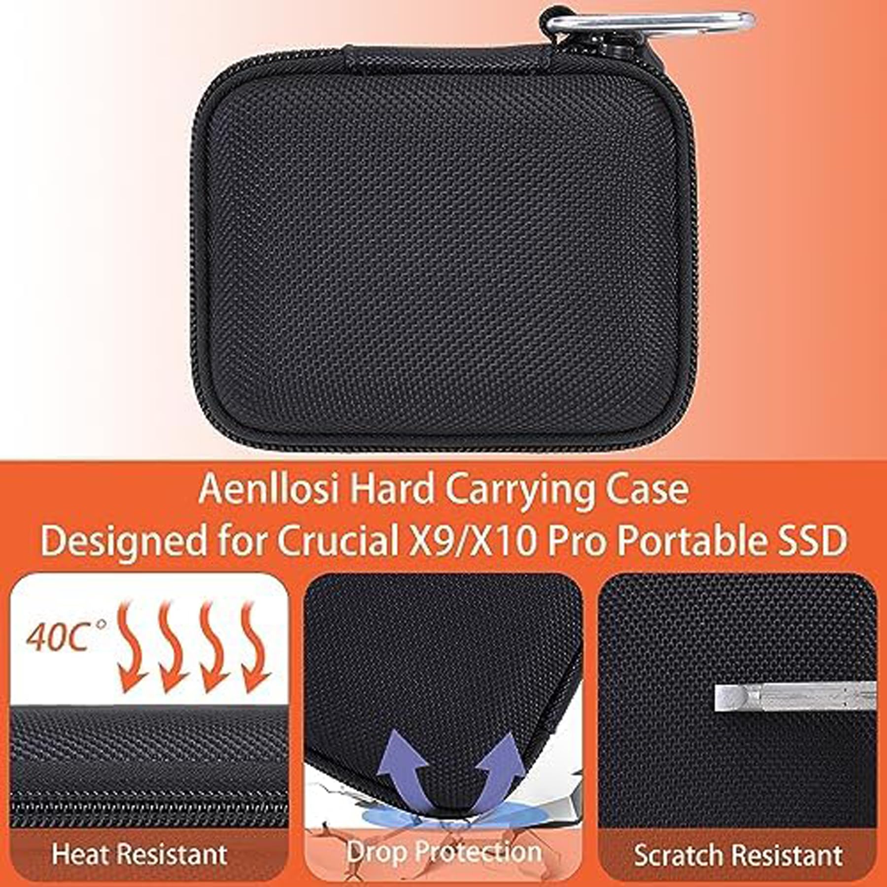 Aenllosi SSD Case custodia Crucial X9/X10 Pro nero EVA