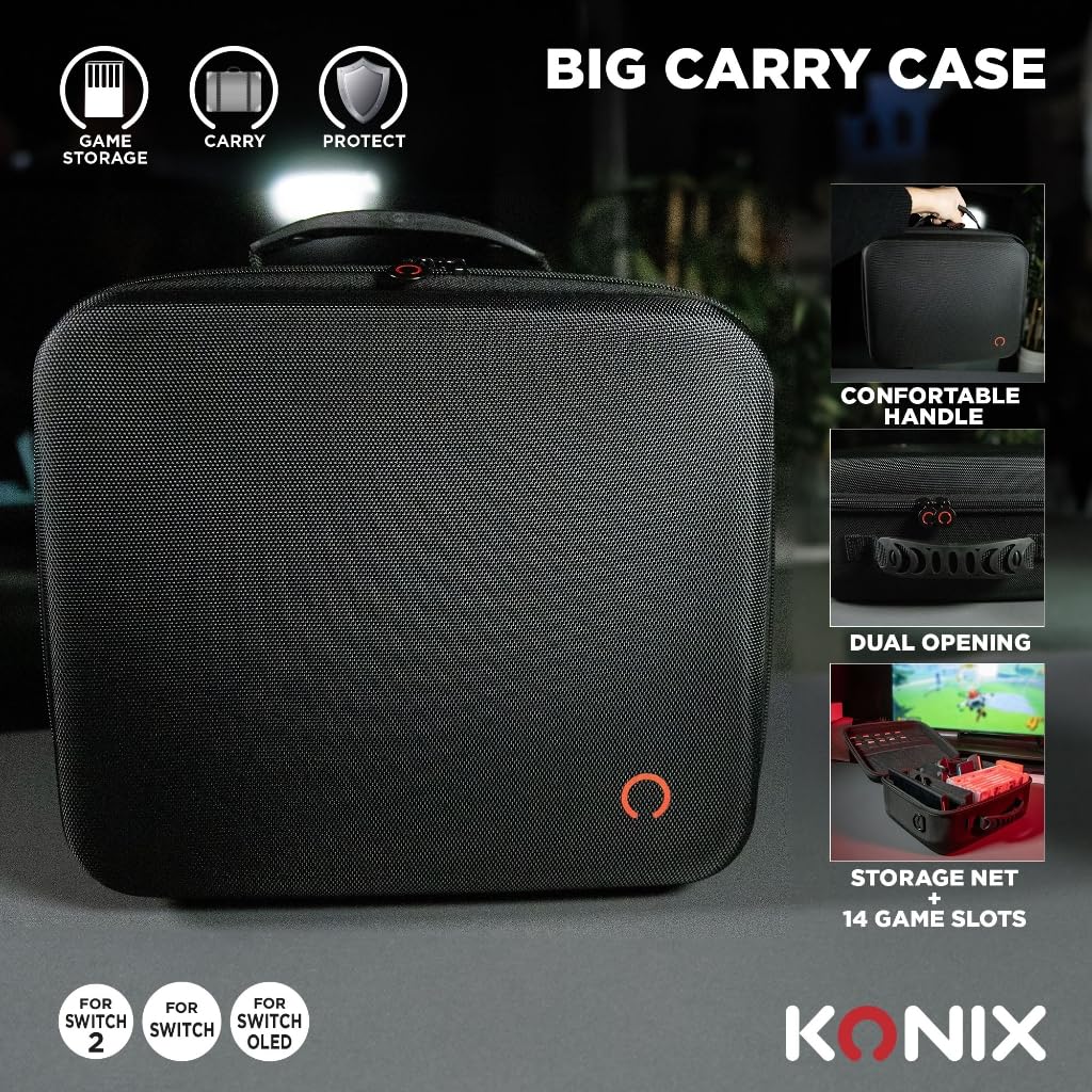 Konix Bags Carry Case Custodia Switch 2 Nero 14 Slot