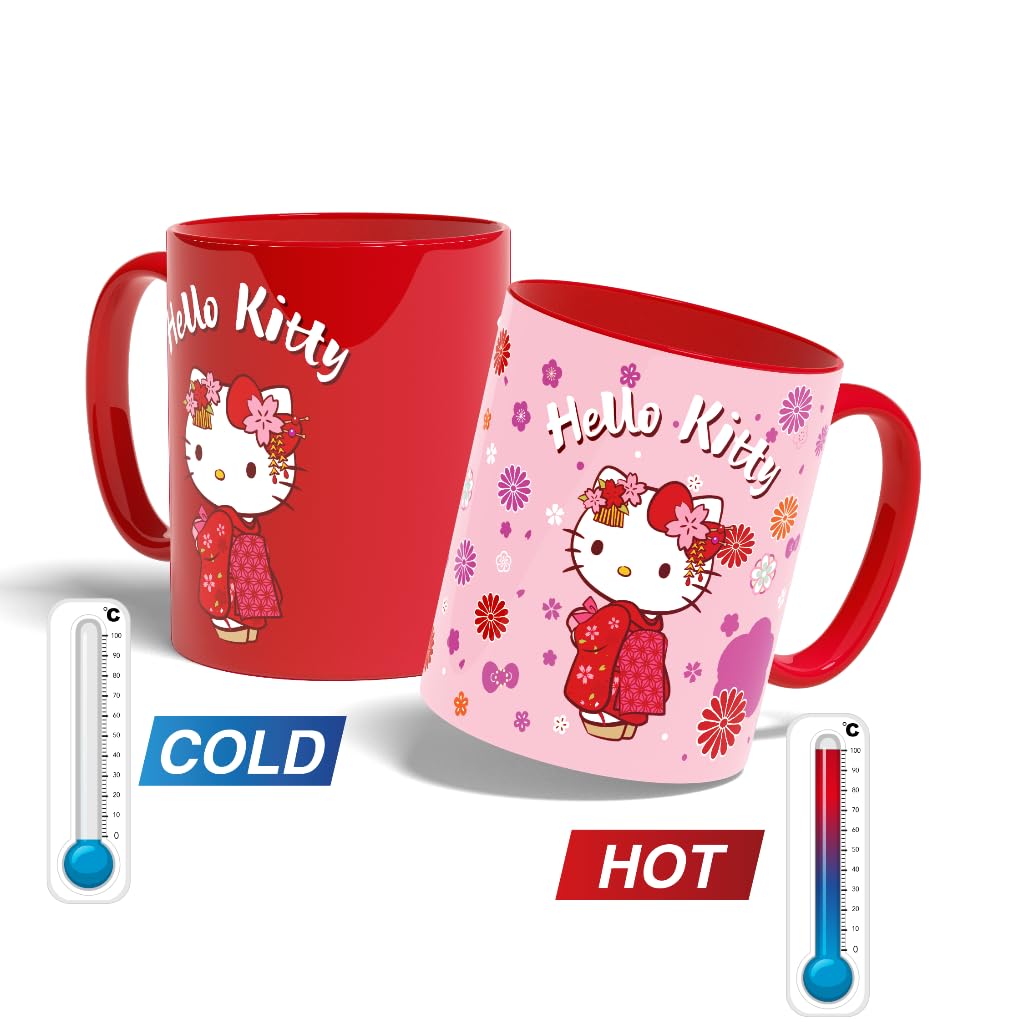 Konix Hello Kitty Tazza Termoreattiva 320 ml Rosso Kimono