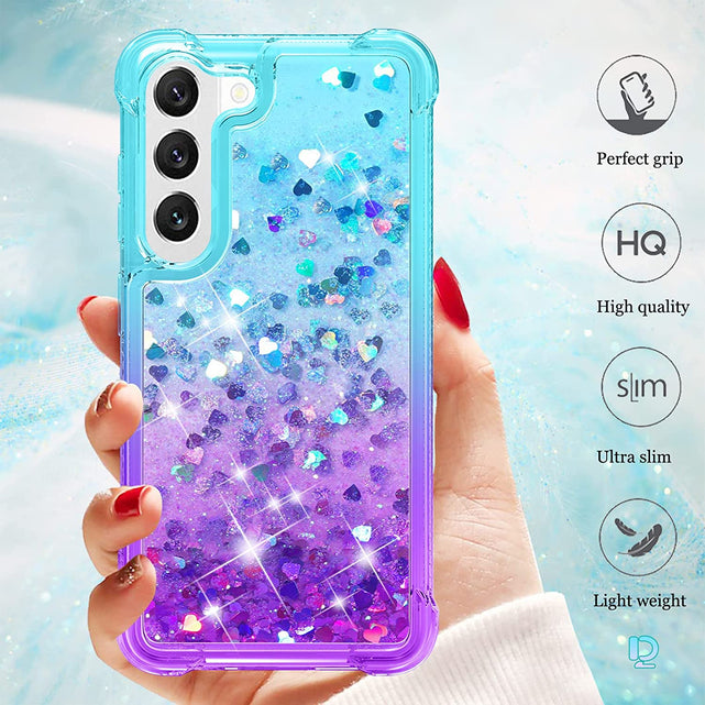 Redpepper Galaxy S23 Cover Glitter Liquida con Vetro