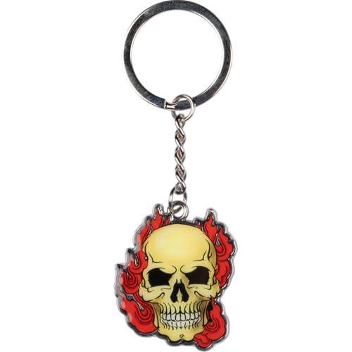 Konix Alchemy portachiavi metallo teschio rosso giallo regalo