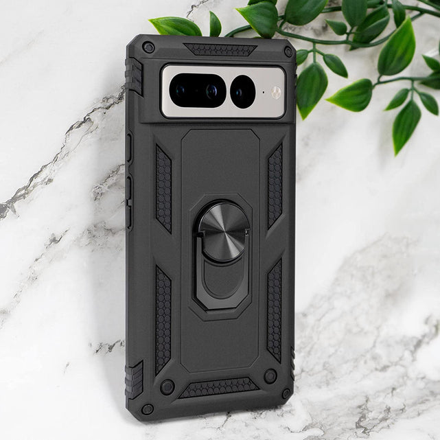 Redpepper iPhone 14 cover heavy duty nera con anello stand 360°
