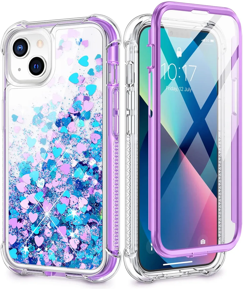 Redpepper iPhone 13 Cover Glitter Liquida trasparente
