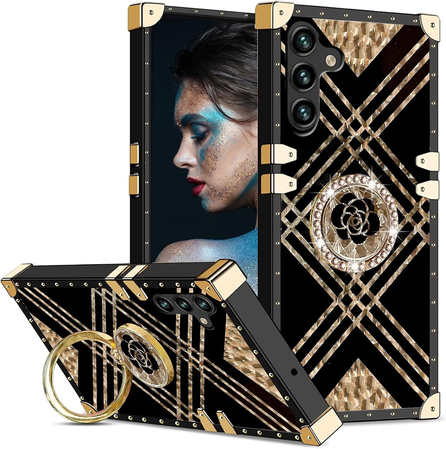 Redpepper Galaxy Cases S25 Plus custodia TPU nera stand anello