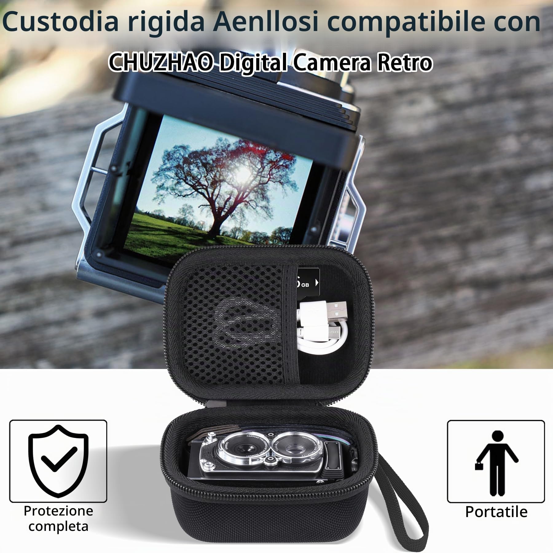 Aenllosi Camera Case CHUZHAO custodia rigida nero EVA