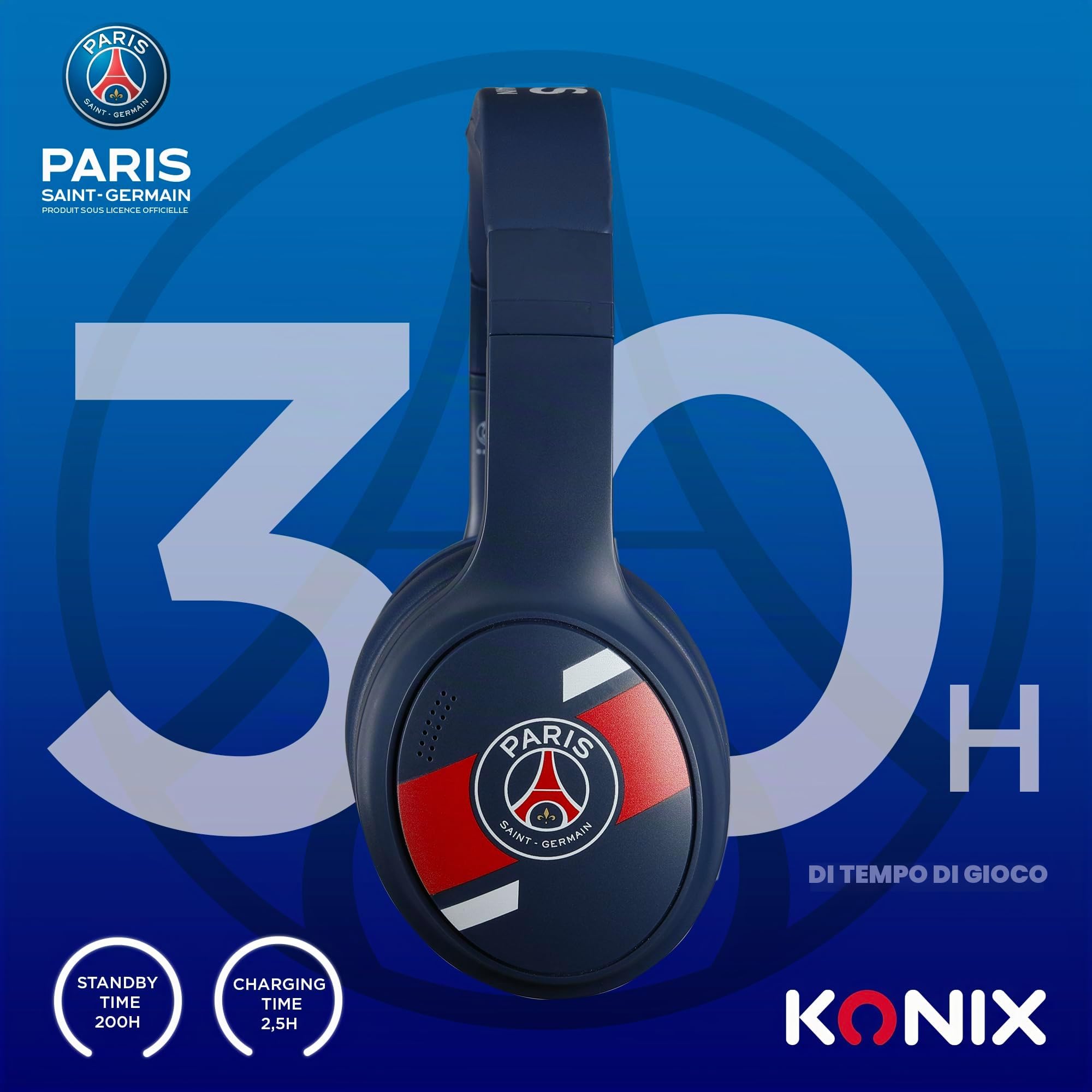 Konix PSG cuffie wireless Bluetooth 5.3 blu 30h jack