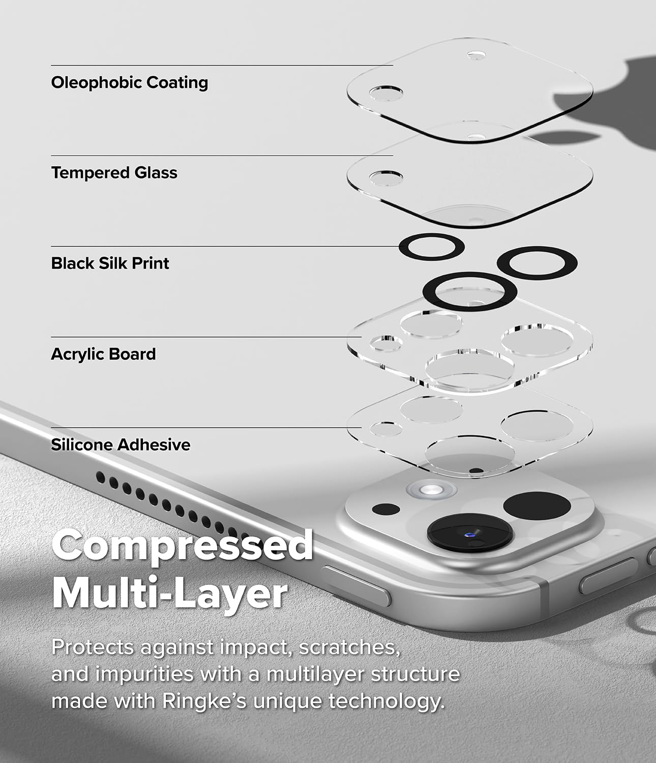 Ringke Camera Tempered Glass vetrino iPad Pro 11/13 M4 2 pezzi 9H