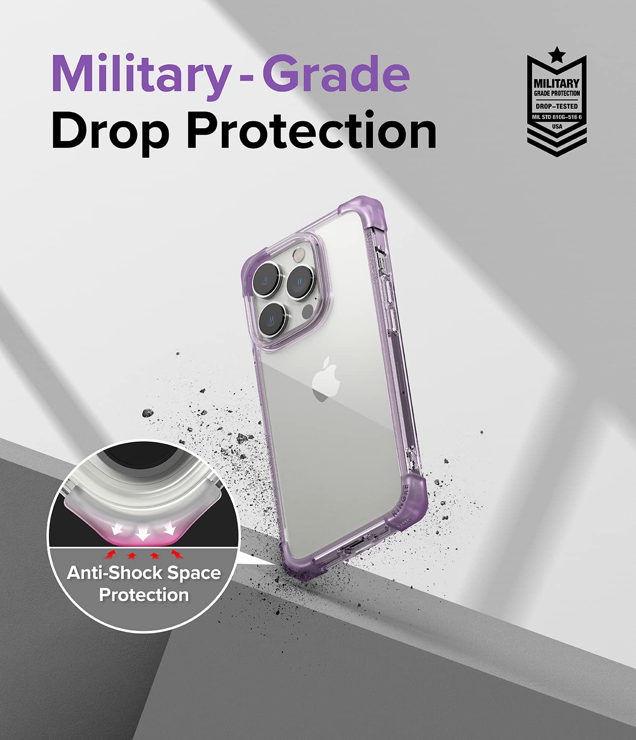 Ringke Fusion Bumper Cover iPhone 14 Pro Trasparente Viola