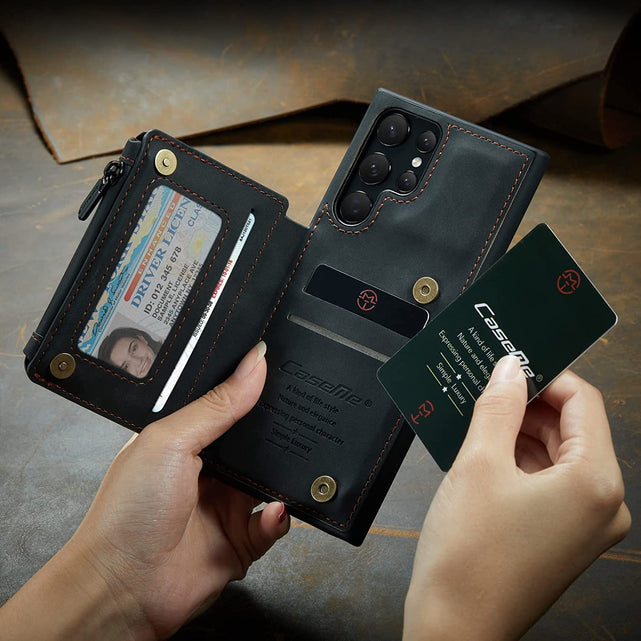 Redpepper Galaxy Cases wallet S22 Ultra nero con zip RFID
