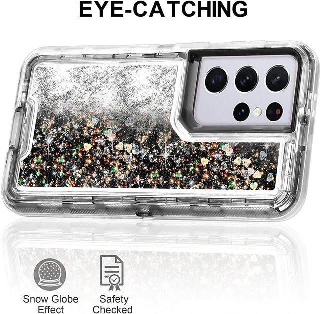 Redpepper S21 Ultra Cover Liquida Glitter Cuori Antiurto