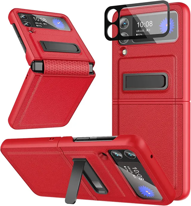 Redpepper Galaxy Z Flip 4 cover pelle rossa con stand