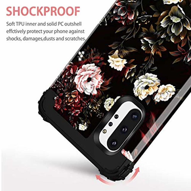 Redpepper Note 10 Plus Cover Fiori Bianco Nero Antishock