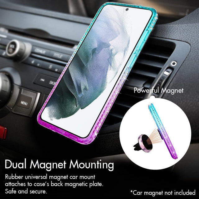 Redpepper S22 Plus Cover Glitter con Anello Stand Rosa