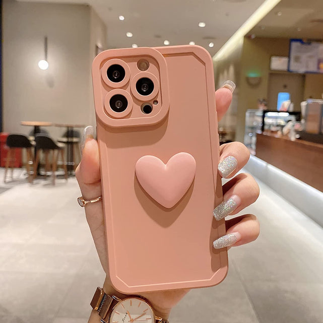 Redpepper iPhone 13 Pro Cover silicone cuore rosa shock