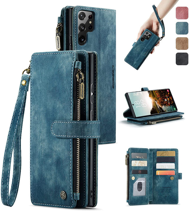 Redpepper Galaxy Cases cover S22 Ultra portafoglio pelle 10 carte zip