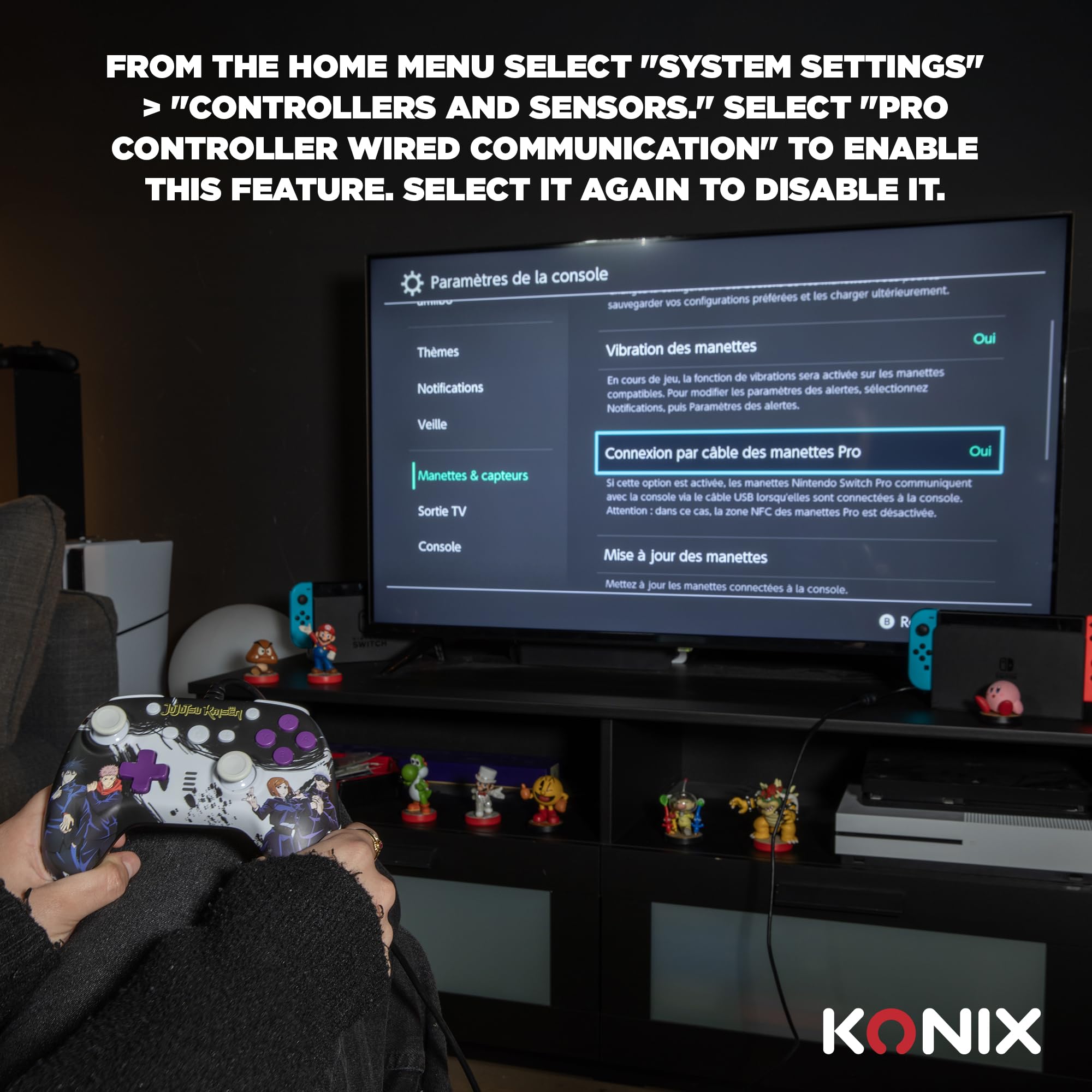 Konix Jujutsu Kaisen Controller Cavo Nero Switch PC