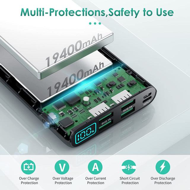 Redpepper Power Bank 38800mAh Display LCD 4 USB Nero