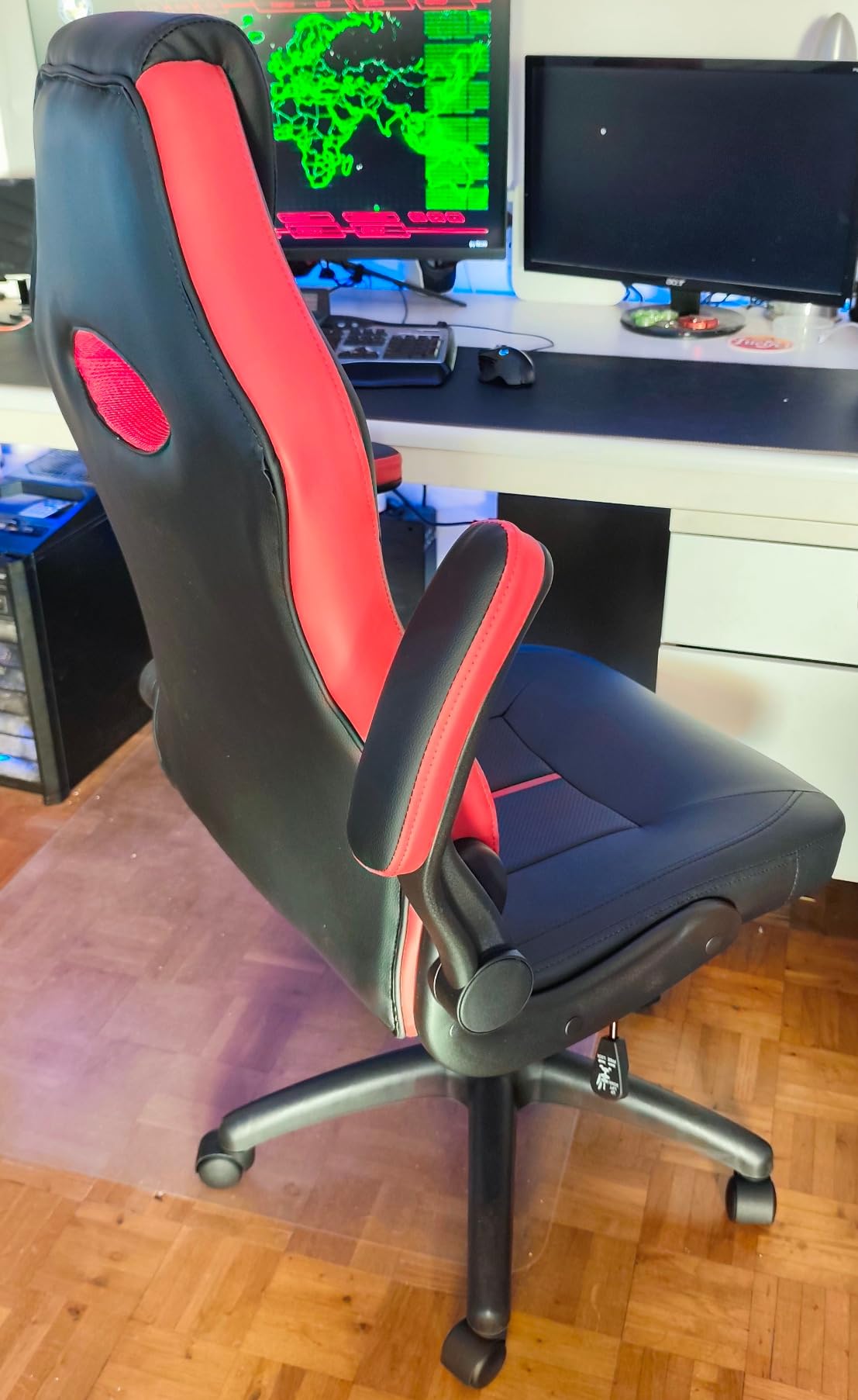 Konix Omega sedia gaming ufficio PVC nera rossa 15°